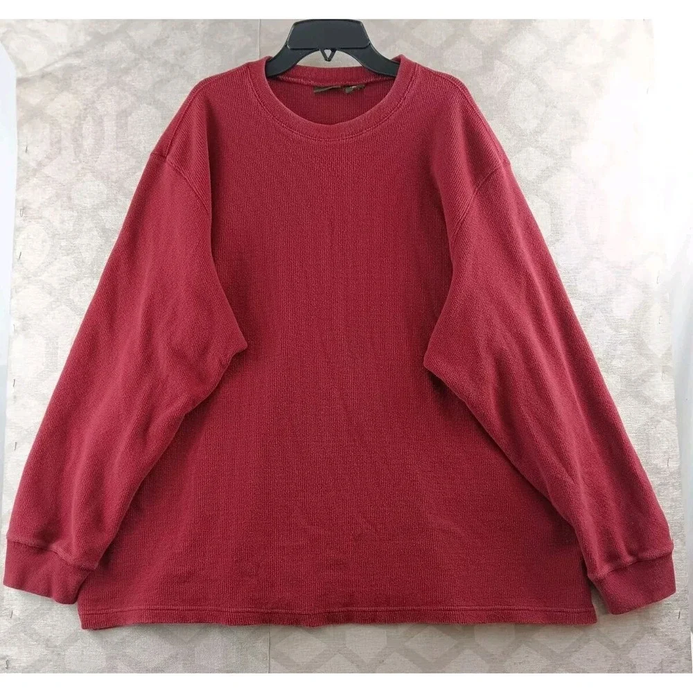 VINTAGE Eddie Bauer Sweater Mens Extra Large Red Long Sleeve Pullover - Picture 7 of 8